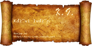 Kövi Iván névjegykártya